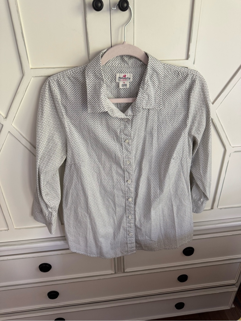 JCrew  Haberdashery White Button-Down Shirt with Small Gray Dot Pattern